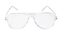 Soigné Unisex Aviator Spectacle Frame.Transparent&Silver-Large