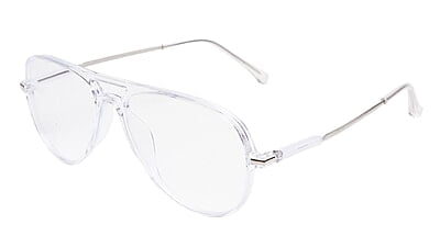 Soigné Unisex Aviator Spectacle Frame.Transparent&Silver-Large