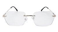 Soigné Unisex Large Rectangular Rimless Spectacle Frame.Goid&Black