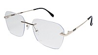 Soigné Unisex Large Rectangular Rimless Spectacle Frame.Goid&Black