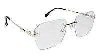 Soigné Unisex Large Rectangular Rimless Spectacle Frame.Goid&Black