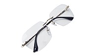 Soigné Unisex Large Rectangular Rimless Spectacle Frame.Goid&Black