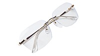 Soigné Unisex Large Rectangular Rimless Spectacle Frame.Goiden