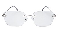 Soigné Unisex Large Rectangular Rimless Spectacle Frame.Silver