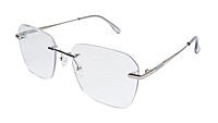 Soigné Unisex Large Rectangular Rimless Spectacle Frame.Silver