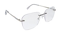 Soigné Unisex Large Rectangular Rimless Spectacle Frame.Silver