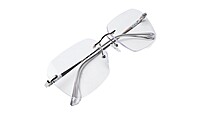 Soigné Unisex Large Rectangular Rimless Spectacle Frame.Silver