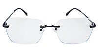 Soigné Unisex Large Rectangular Rimless Spectacle Frame.Black