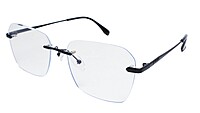 Soigné Unisex Large Rectangular Rimless Spectacle Frame.Black