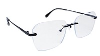 Soigné Unisex Large Rectangular Rimless Spectacle Frame.Black