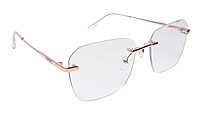 Soigné Unisex Large Rectangular Rimless Spectacle Frame.Rose Gold
