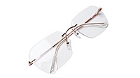 Soigné Unisex Large Rectangular Rimless Spectacle Frame.Rose Gold