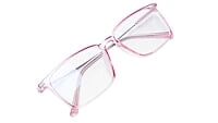 Soigné Female Rectangular Spectacle Frame.See Through Light Pink-Large