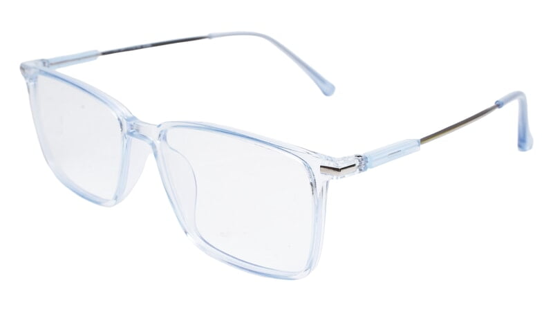 Soigné Unisex Rectangular Spectacle Frame.Light Blue&Silver-Large