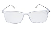 Soigné Unisex Rectangular Spectacle Frame.Transparent&Silver-Large