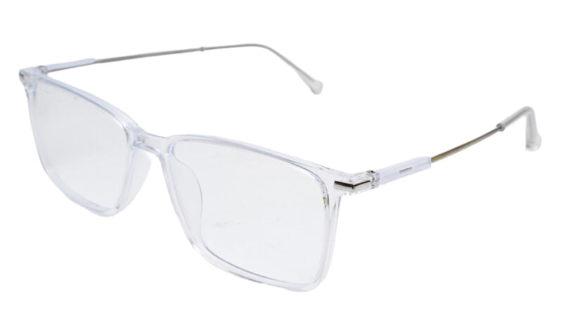 Soigné Unisex Rectangular Spectacle Frame.Transparent&Silver-Large