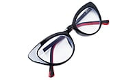 Soigné Female Large Cat Eye Spectacle Frame.Black Color Rim