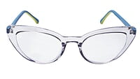 Soigné Female Large Cat Eye Spectacle Frame.See Through Light Gray Rim