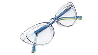 Soigné Female Large Cat Eye Spectacle Frame.See Through Light Gray Rim