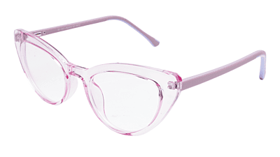 Soigné Female Large Cat Eye Spectacle Frame.See Through Pink Rim