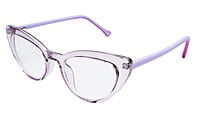 Soigné Female Large Cat Eye Spectacle Frame.See Through Light Purple Rim