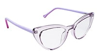 Soigné Female Large Cat Eye Spectacle Frame.See Through Light Purple Rim