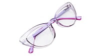 Soigné Female Large Cat Eye Spectacle Frame.See Through Light Purple Rim