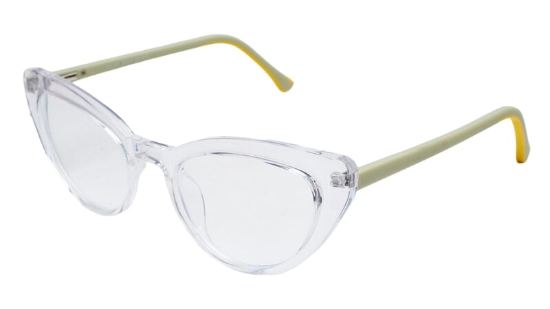 Soigné Female Large Cat Eye Spectacle Frame.Transparent Rim