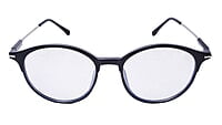 Soigné Unisex Large Round Spectacle Frame.Black&Silver