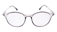 Soigné Unisex Large Round Spectacle Frame.See Through Gray &Silver