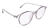 Soigné Unisex Large Round Spectacle Frame.See Through Gray &Silver