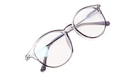 Soigné Unisex Large Round Spectacle Frame.See Through Gray &Silver