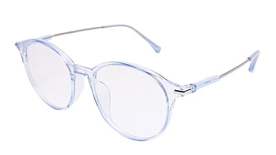 Soigné Unisex Large Round Spectacle Frame.See Through Blue&Silver Soigné Unisex Large Round Spectacle Frame.See Through Blue&Silver