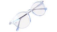 Soigné Unisex Large Round Spectacle Frame.See Through Blue&Silver