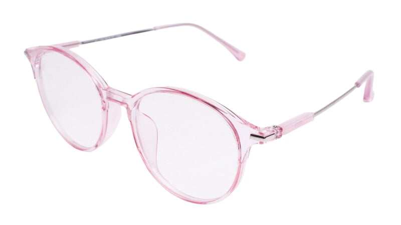 Soigné Female Round Large Spectacle Frame.See Through Pink&Silver Soigné Female Round Large Spectacle Frame.See Through Pink&Silver