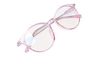 Soigné Female Round Large Spectacle Frame.See Through Pink&Silver Soigné Female Round Large Spectacle Frame.See Through Pink&Silver