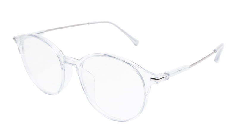 Soigné Unisex Large Round Spectacle Frame.Transparent&Silver