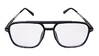 Soigné Unisex Aviator Spectacle Frame.Matte Black&Silver-Large