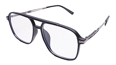 Soigné Unisex Aviator Spectacle Frame.Matte Black&Silver-Large