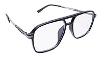 Soigné Unisex Aviator Spectacle Frame.Matte Black&Silver-Large