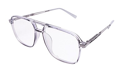 Soigné Unisex Aviator Spectacle Frame.Gray&Silver-Large