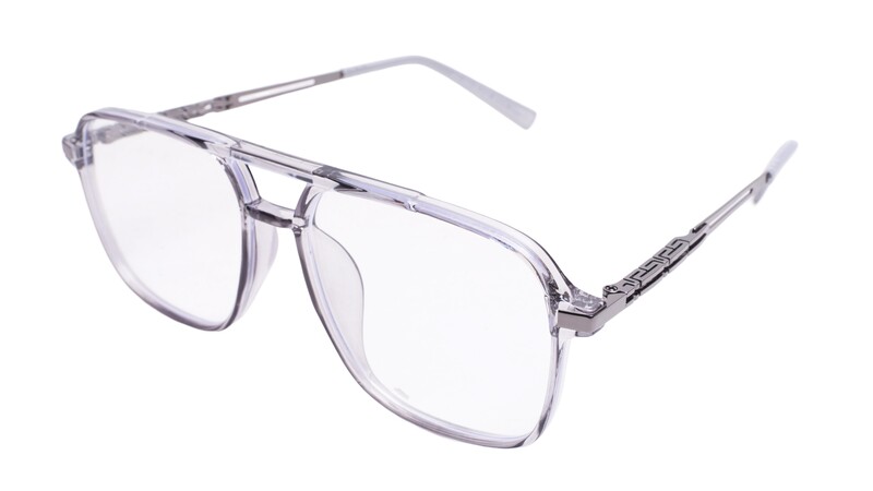Soigné Unisex Aviator Spectacle Frame.Gray&Silver-Large Soigné Unisex Aviator Spectacle Frame.Gray&Silver-Large