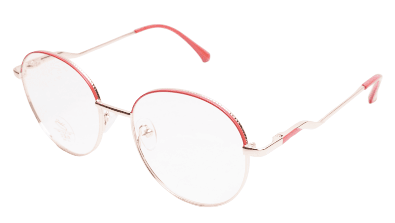 Soigné Female Round Spectacle Frame.Gold&Red-Medium