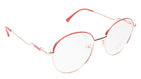 Soigné Female Round Spectacle Frame.Gold&Red-Medium