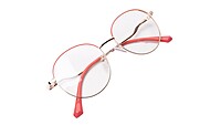 Soigné Female Round Spectacle Frame.Gold&Red-Medium