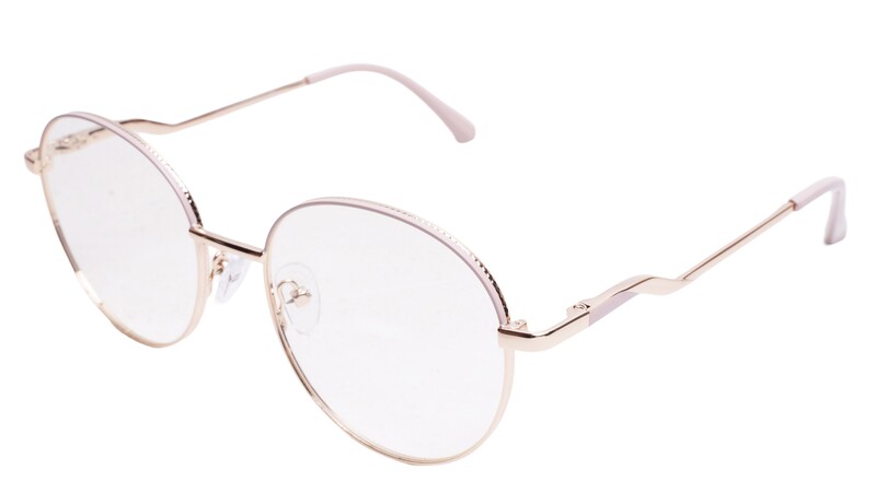 Soigné Female Round Spectacle Frame.Gold&Cream-Medium