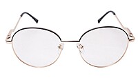 Soigné Unisex Medium Round Spectacle Frame.Gold&Black