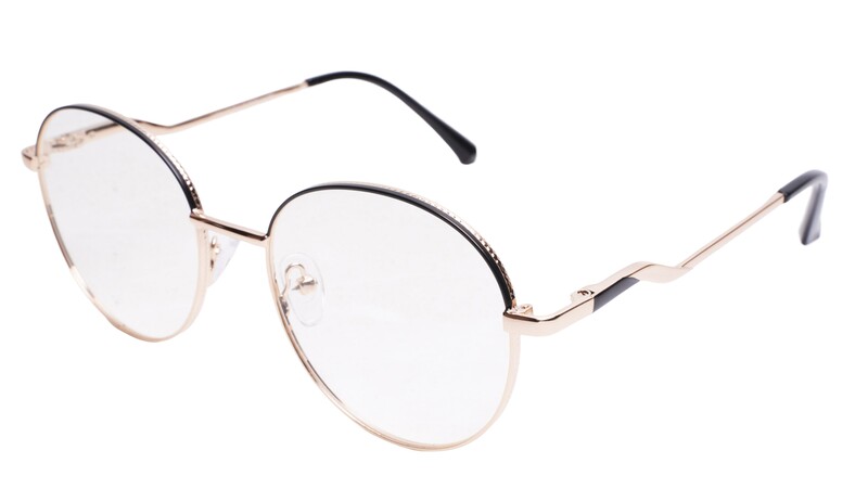 Soigné Unisex Medium Round Spectacle Frame.Gold&Black