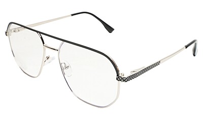 Soigné Unisex Aviator Spectacle Frame.Silver&Black Frame-Medium