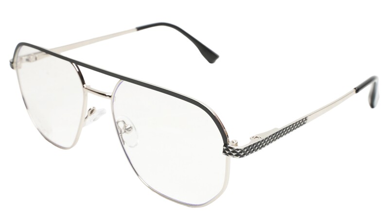Soigné Unisex Aviator Spectacle Frame.Silver&Black Frame-Medium